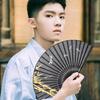 Folding Folding Cotton Folding Black Bamboo Comes with Rabbit Fan Fireworks Overseas Japanese Summer Kabuki Heatstroke Prevention [SENMAN] Men's Fan,