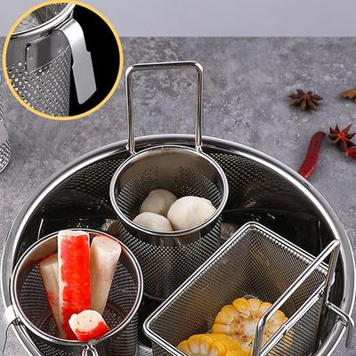 304 Stainless Steel Deep Frying Basket Silver Multi-functional Hangable Colander Oil Filter Mesh Sieve Hotpot Strainer Mesh