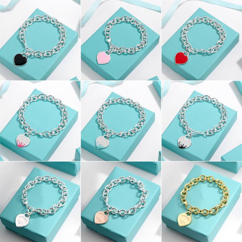 Womens Heart Shape Alloy Bracelet With Enamel Charm OT Clasp Ins Style Adjustable Length