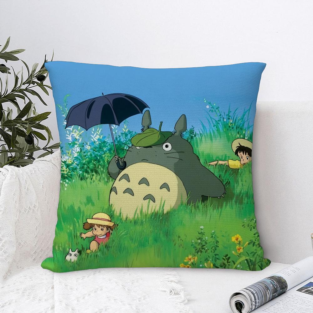Kawaii Cute T-Totoroes Pillow Case Sofa Decorative Home Double-sided Print Plush Square Throw Pillow Covers Cushion Decor Cover