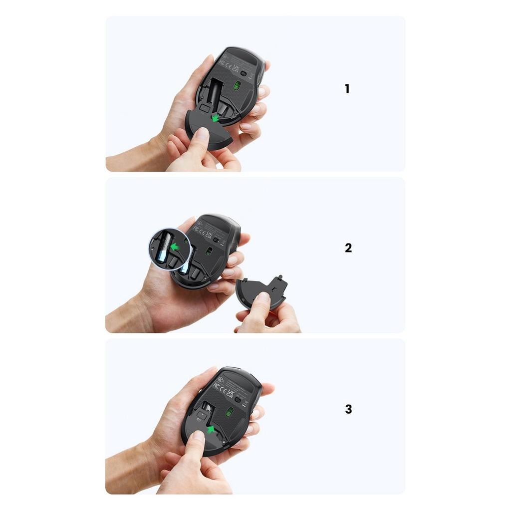 Ugreen MU006 Dual-Mode Wireless Mouse – 2.4GHz USB/Bluetooth 5.0, 4000 DPI Precision, Black