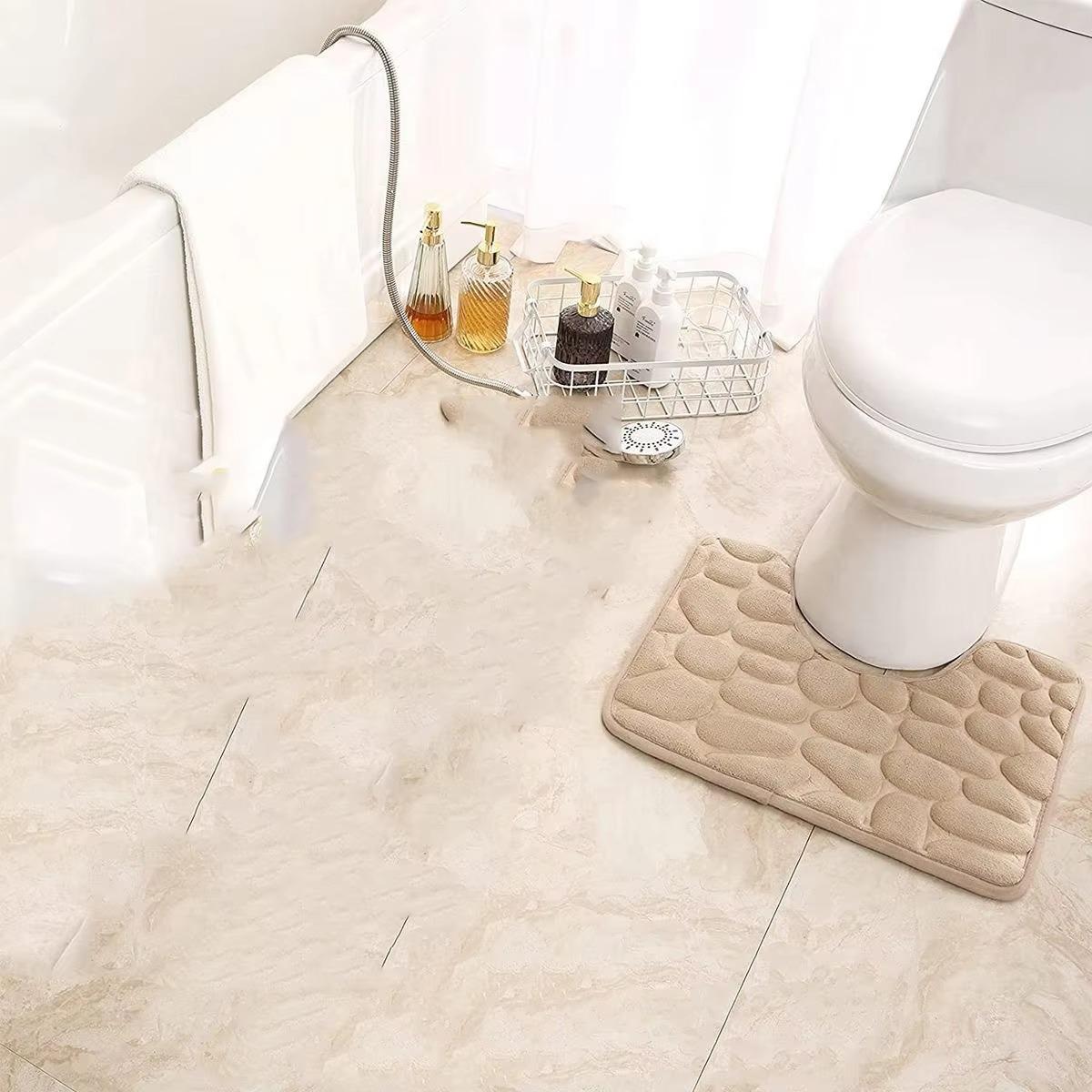 

Ковер 1шт утолщенный рельефный галька коралловый бархатный напольный коврик для ванной комнаты туалет U-образный туалет впитывающие коврики для ног 40X50CM