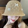Mini Bow Beach Straw Hat Breathable Women Suncreen Hat Fashion Korean Bucket Hat  Sun Protection