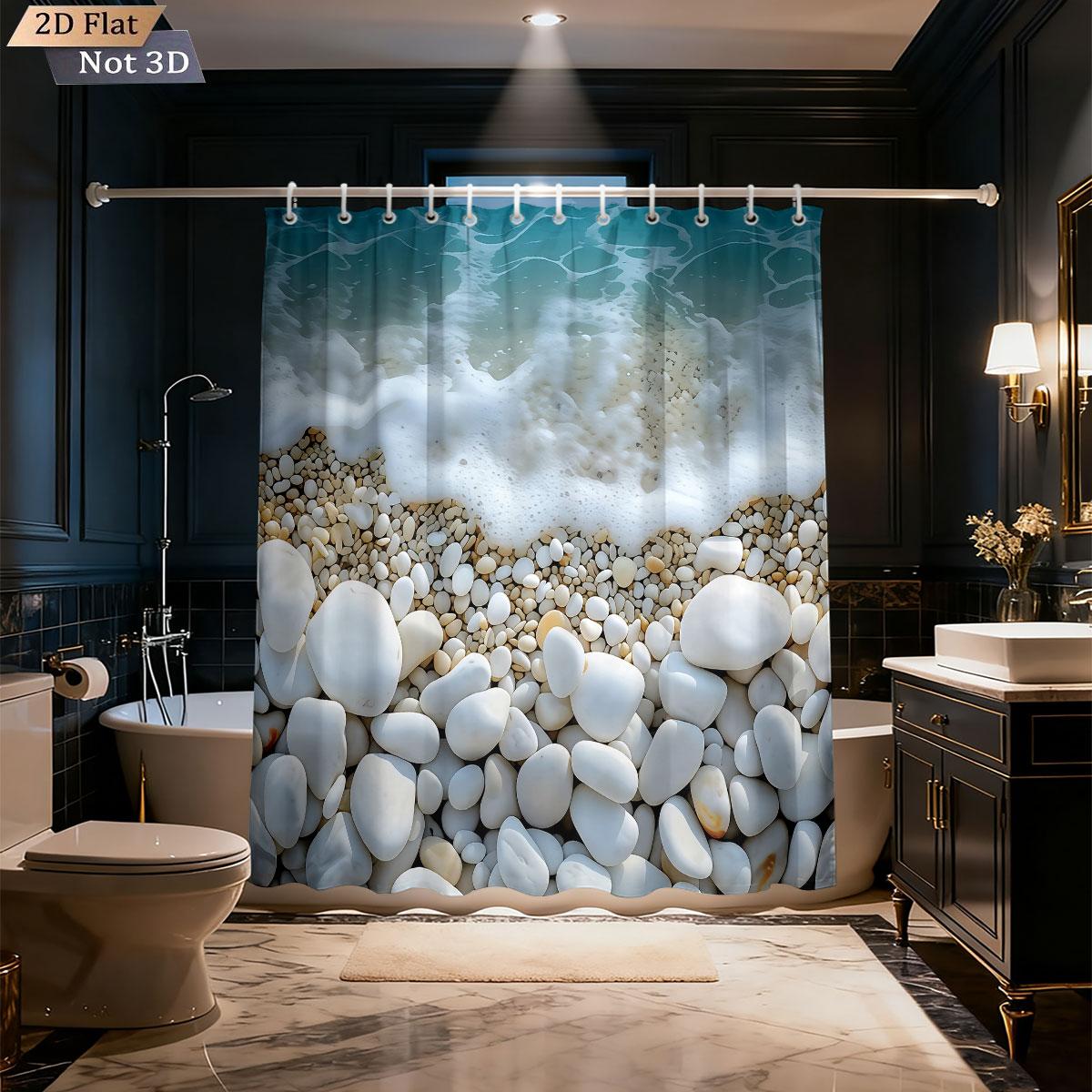 

1Pc Seaside Love Reef Printed Waterproof Bathroom Partition Privacy Curtain With 12 Hooks Multiple Sizes Machine Washable W60H190(CM)-1 Pcs