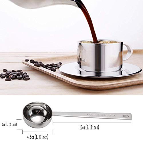 Stuurvnee Stainless Steel Coffee Scoop, 2 Tablespoons, 30ml Metal Long Handle Coffee Scoop, Coffee Measuring Spoon, Set of 2