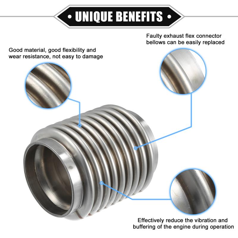 UXCELL 38mm/45mm/50mm/60mm Flexibilní potrubí výfuku automobilu Výfukové flexibilní spojovací potrubí Vlnovce Univerzální Odolná nerezová ocel