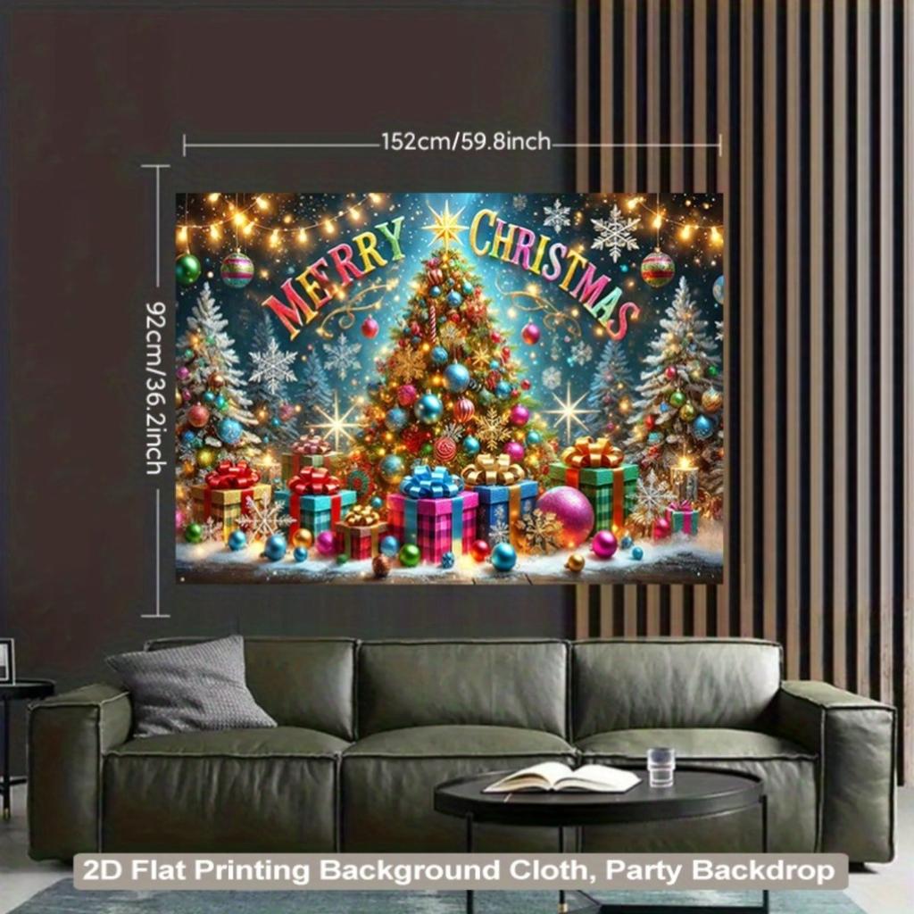 2D Flat Design 1pc Tree Backdrop Gift Box 2D Flat Wall For Decor Tree Gift Box Living Room Bedroom Party Winter Autumn Scene No Power