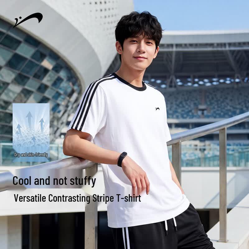 Guirenniao Men s UPF50+ Color-block Stripe T-shirt M