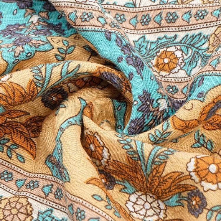 Women Casual Sexy Bohemian V Neck Short Sleeve Print Short Dress Spring Summer Beige Green Navy Blue S M L XL