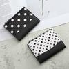 Zipper Closure Polka Dot Pattern Wallets Multi Slot Small Coin Purse Short Card Holder  Office