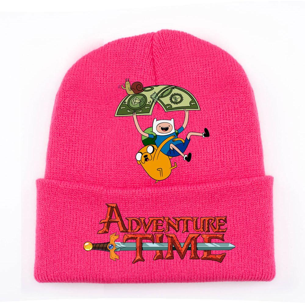 Adventure Time Cartoon Print Acrylic Knit Hat Winter Warm Unisex Beanie For Adults Teens