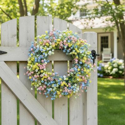 Easter Wreaths, Easter Baby's Breath Wreaths, Wedding Decorative Wreaths, Easter Spring Wreaths, for Front Door Party Supplies