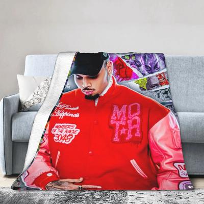 Soft Warm Flannel Throw Blanket for Boy Girl Travel Collage Design Chris Brown Sofa Bed Cover for Couch Chair Fashionable Bedspr