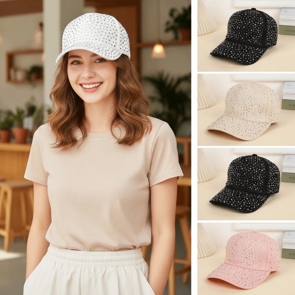 Breathable Baseball Cap Starry Sky Rhinestone Decorated Duck Tongue Hat Sun Protection Hat Unisex