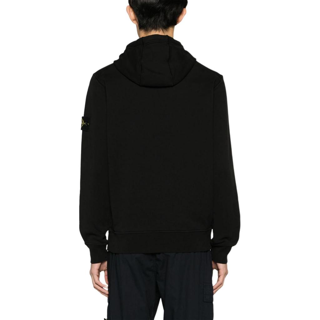 Stone Island Logo Patch Hoodie Black Men Tops 801564151-A0029