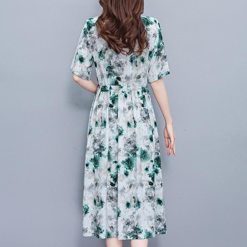 Elegantes Sommerkleid für Damen Vintage Kleidung Übergröße Lässig Kurzarm Langes Kleid