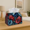 1pc Tissue Box Holder Featuring a Floral Design with Large Blue And Red Flowers - A Versatile Napkin Dispenser Suitable for Home, Parties, And Car Dec