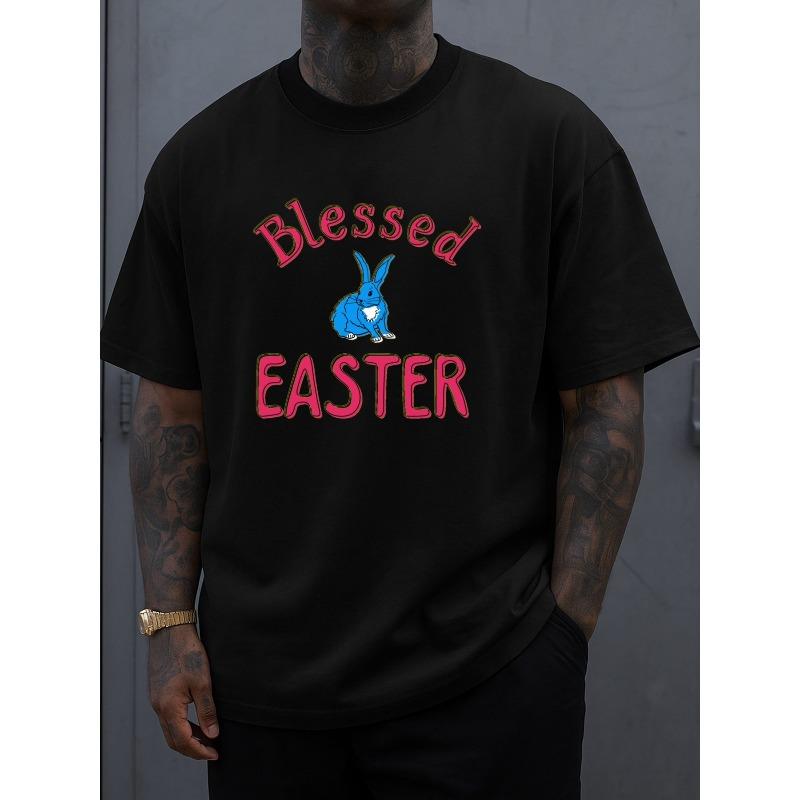 

Blessed Easter Bunny Tee Mens Comfort Colors Tshirt Black Elegant Summer Spring and Summer Clothing Fun and Playful, Cool T-shirt, Funny T-shirt 4XL чорний