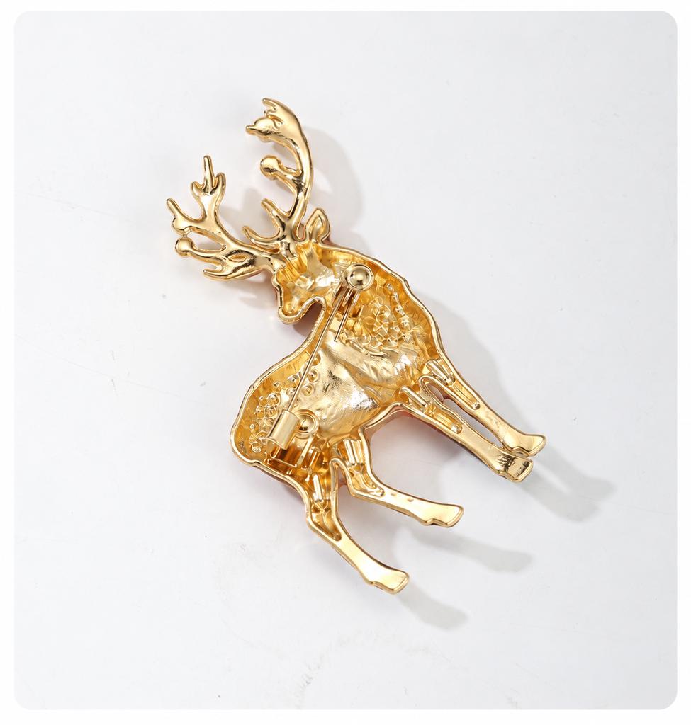 Rhinestone Brooch Animal Reindeer Pin Fashion Brooch Commuting Metal Brooch For Clothing Holiday Gatherings Daily Wear
