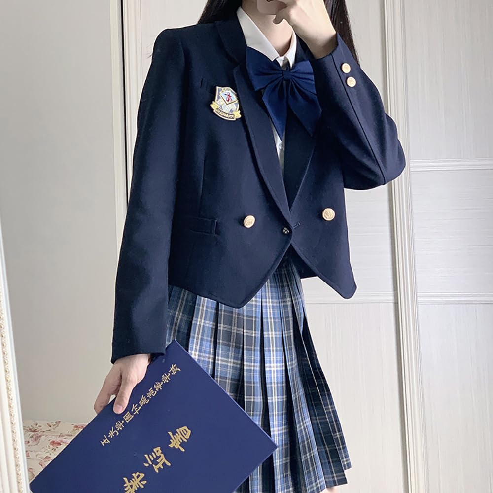High School Girl School Sailor JK High School High School 5 Piece Ribbon Check School Matching Graduation Halloween Cosplay [cnstone] Uniform,