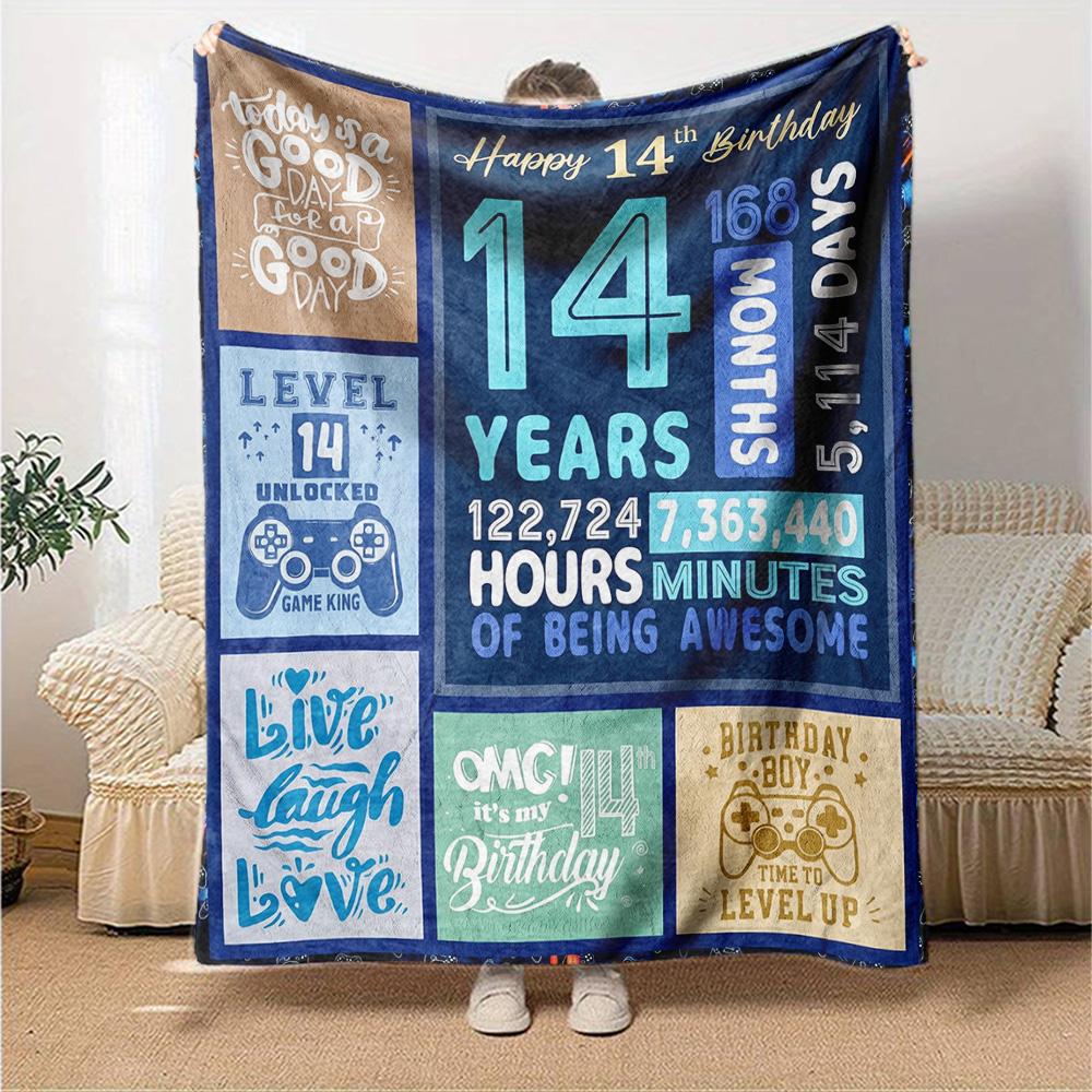 14Th Birthday Celebration Multi-purpose Blanket Comfortable Ure Versatile Picnics Four Seasons Universal Warmthful Decor and Friends Y8