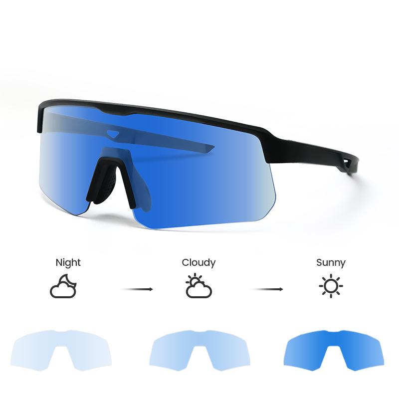 Cycling Photochromic Glasses, Outdoor Bicycle Marathon Windproof Men's Goggles, Sports Glasses Suitable for Day and Night Use for Women