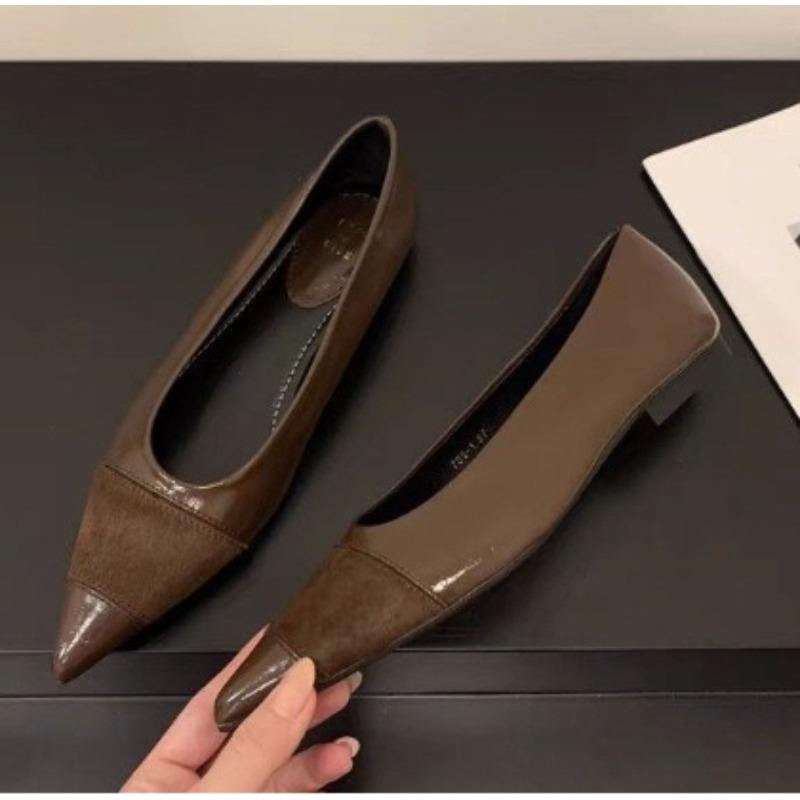 Fashion Spring Autumn New Style Women Flats Pointed Toe Plaid Ballet Flats Woman Shoes Solid Color Boat Shoes Single Shoes Zapatos Mujer