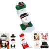 Christmas Themed Santa Claus Snowman Pattern Toilet Cover Three Piece Set For Holiday Bathroom Decor