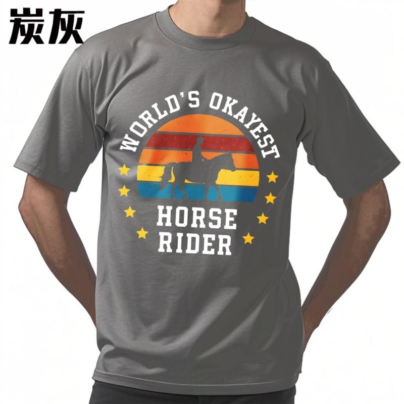 Vintage Tshirt Minimalist Tshirt Adult Unisex Round Neck Tshirt Casual Worlds Okayest Horse Rider Sunset Design Cool Boys Tops