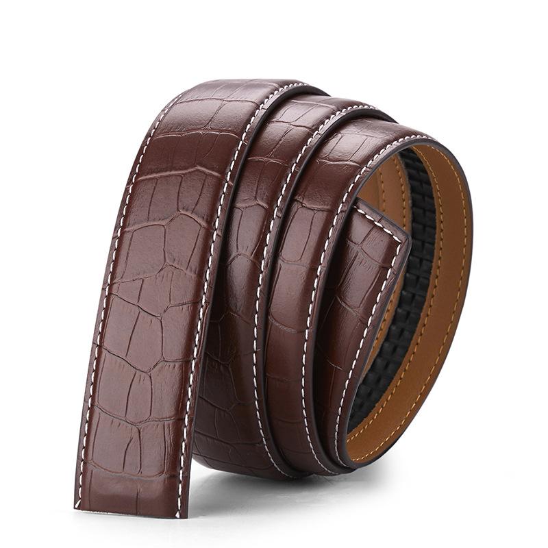 Men's genuine leather belt - no buckle, automatic clasp, full grain leather