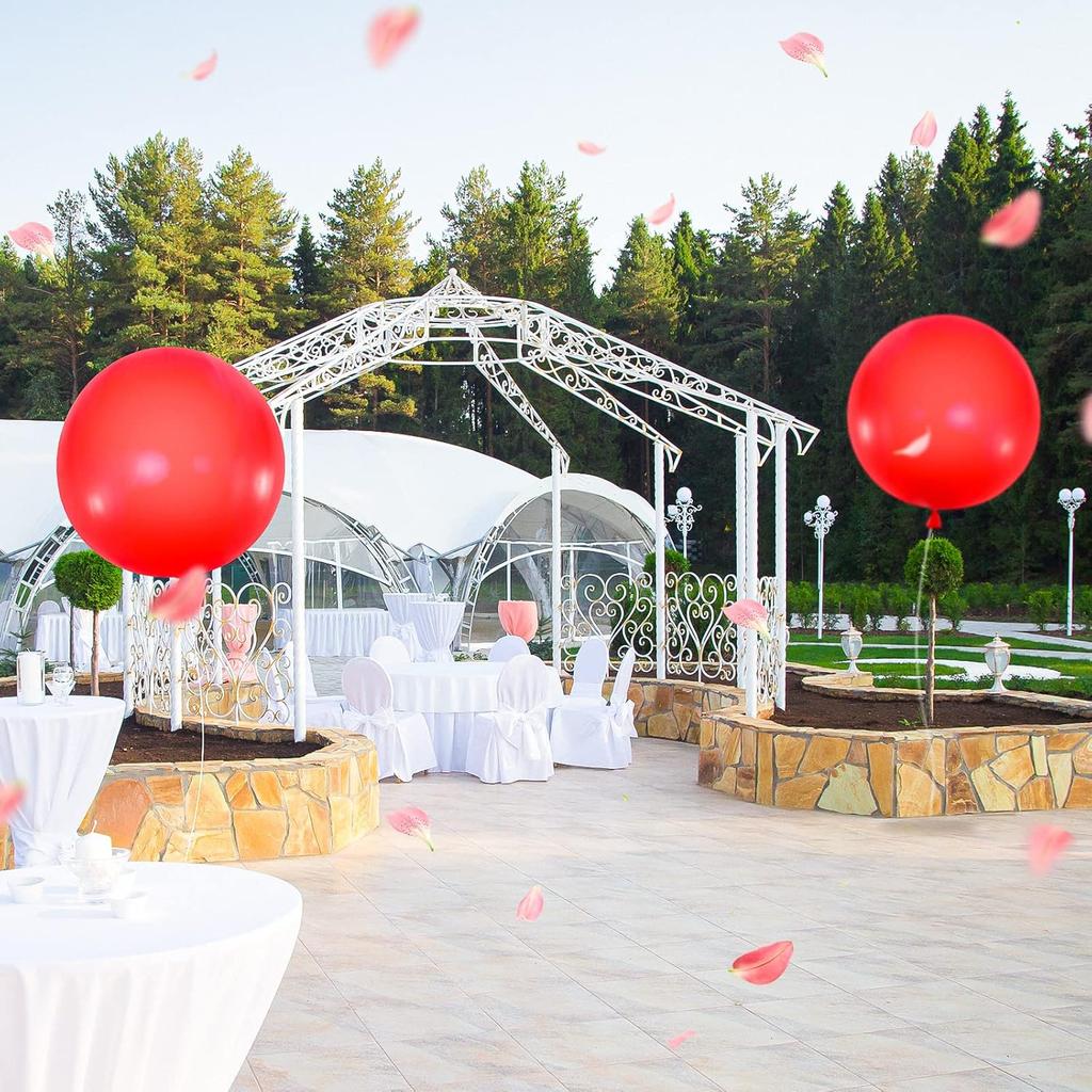 Leitee 2 Pcs 72 Inch Giant Balloons Round Latex Large Human Egg Jumbo Balloons Inflatable Air Decorations for Birthday Party Wedding Engagement(Red)