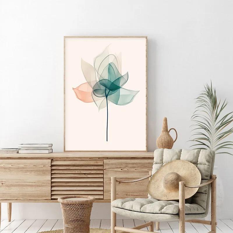 Abstract Watercolor Lotus Flower Posters Prints Colorful Floral Botanical Canvas Painting for Living Room Decor Wall Art Picture