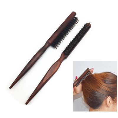 Hair Brush Wood Handle Boar Bristle Beard Brush Comb Detangling Pointed Tail Comb
