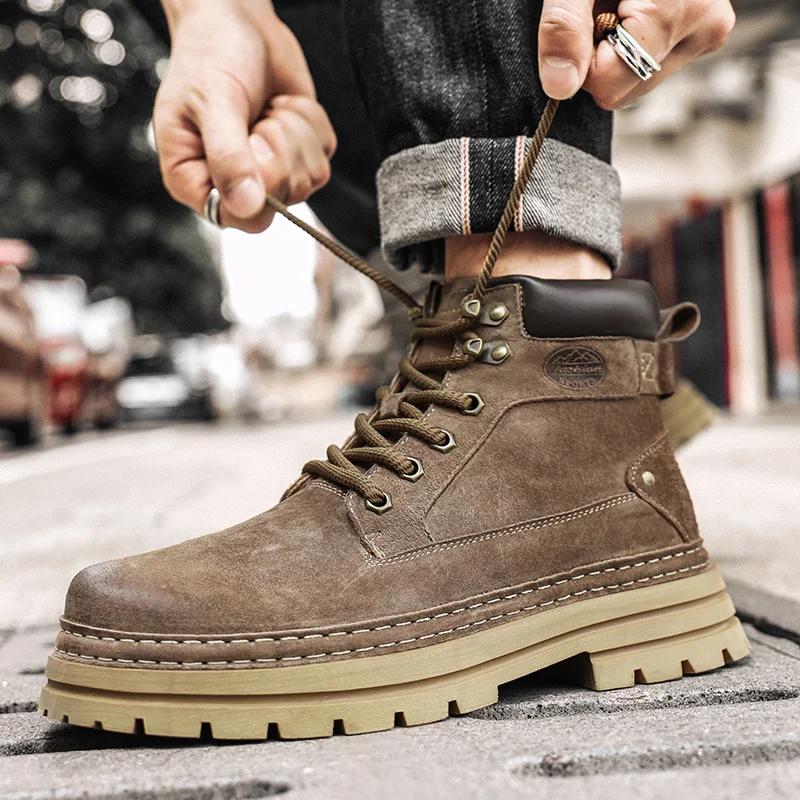 Новый тренд Снежные ботинки Теплые плюшевые ботинки для ходьбы Мужские замшевые кожаные — фото 6