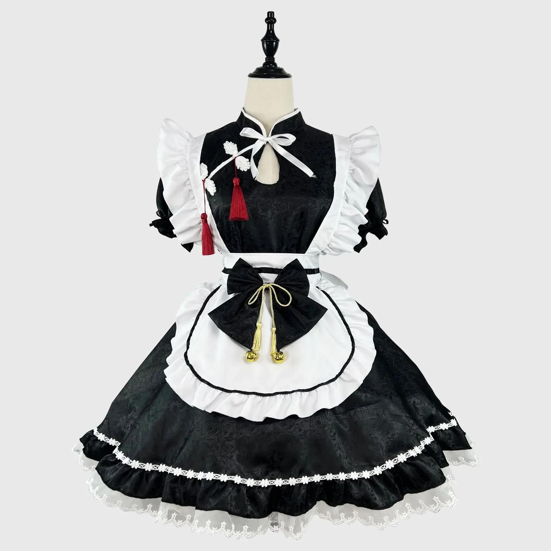 

Chinese Style Maid Lolita Cosplay Costume S-5XL Women Cheongsam Dress Halloween Party Waitress Role Play Animation Show Dropship S