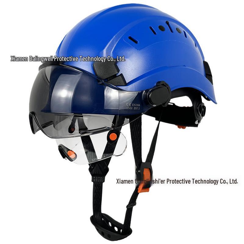 CE Anti-Smash Construction Safety Helmet with Dual Goggles, ABS Material, National Standard