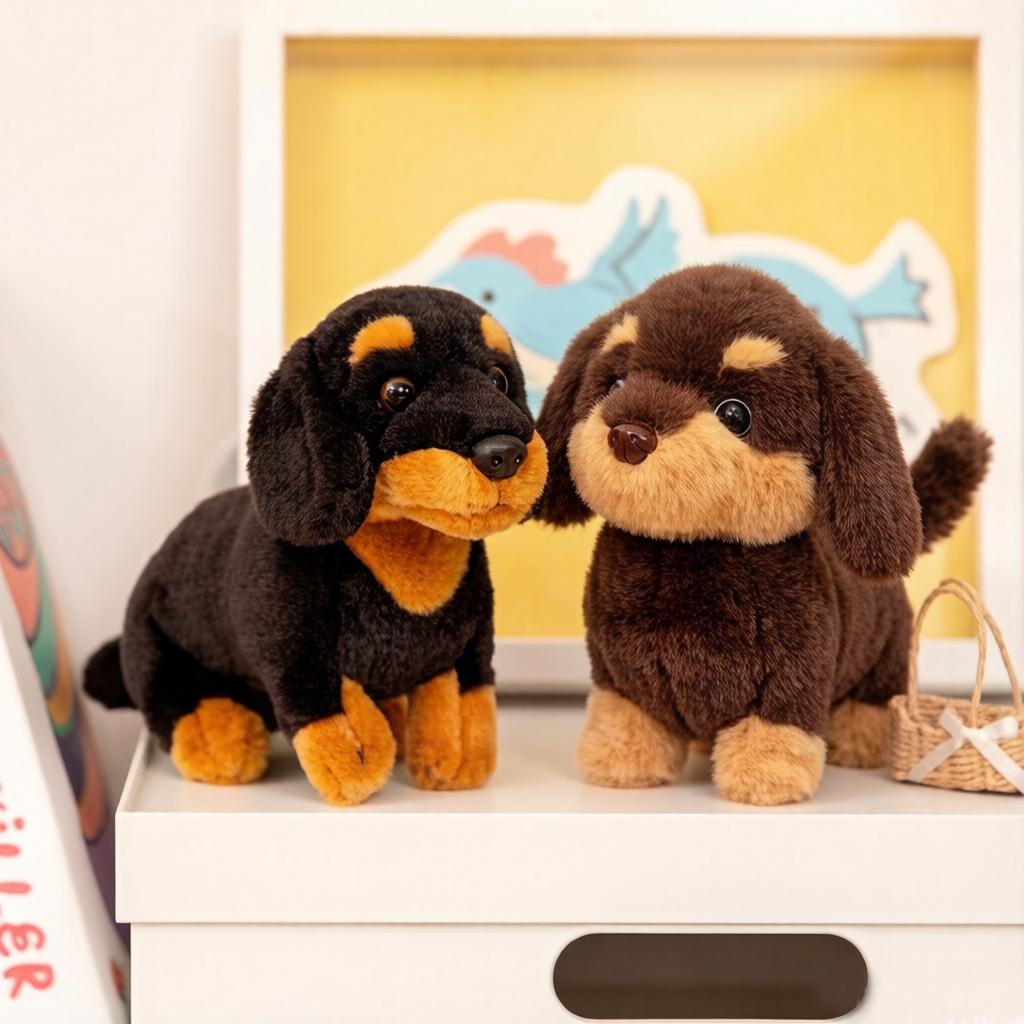 Simulation Dachshund Dog Plush Toy Stuffed Short Legs Puppy Animal Standing Plushie Appeasing Birthday Gift