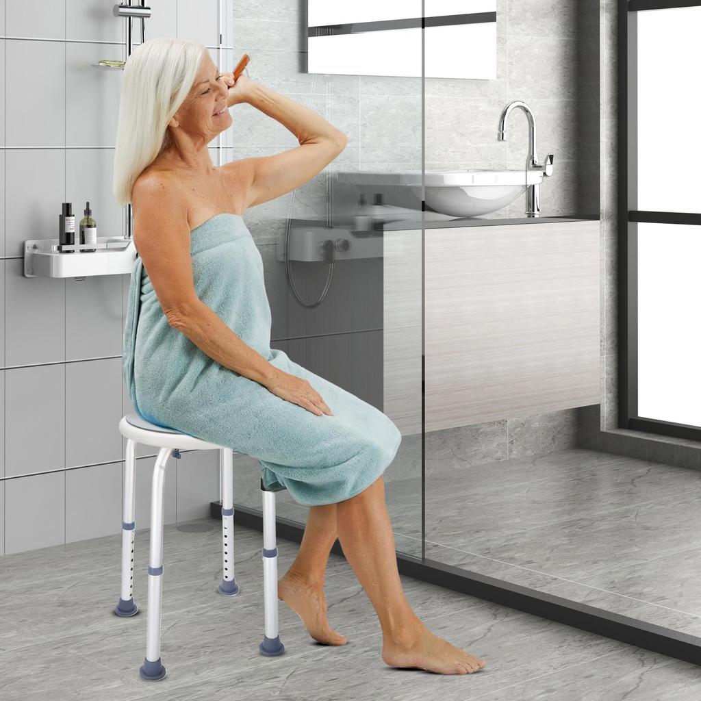 Bath Stool Folding Adjustable Non-Slip Small Bathroom Seat Inside Shower Seniors Bath Stool for Elderly Dorm Apartment Hospital