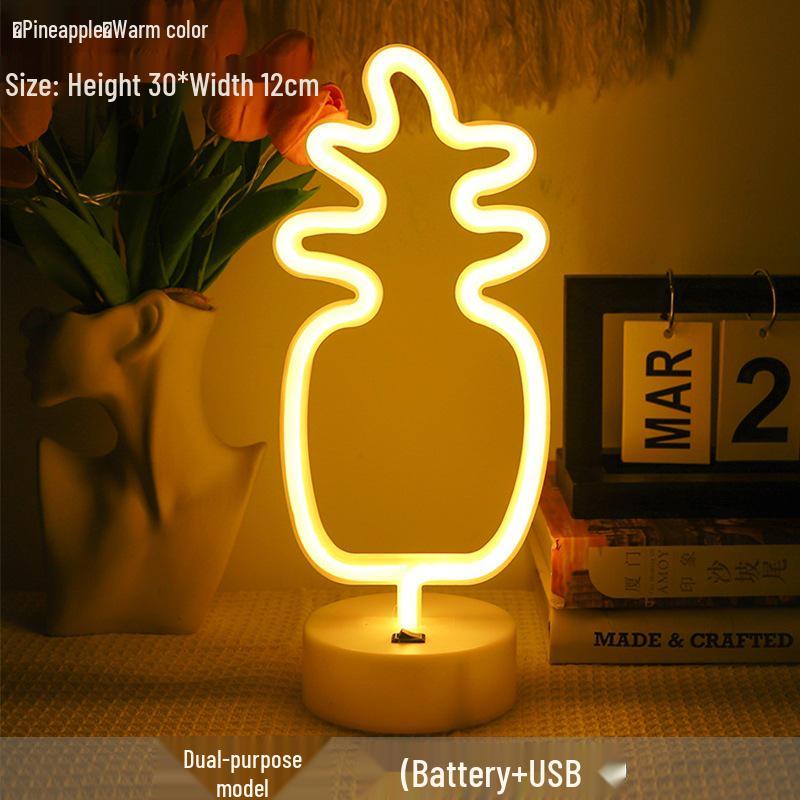 Korean Style Flamingo LED Neon Night Light - Decorative Christmas Fairy Accent with Round Base