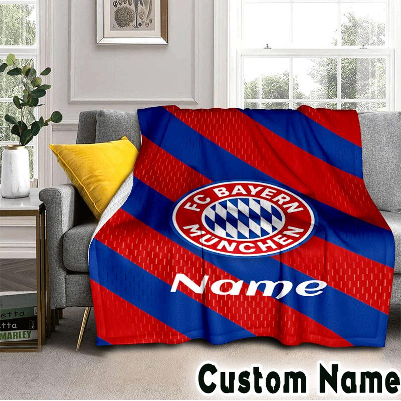 Custom Name Bayern Munich Crest Throws Blanket Flannel Blankets for Couch Bed Gifts for Men Women Picnic Blanket Christmas Fan Gifts