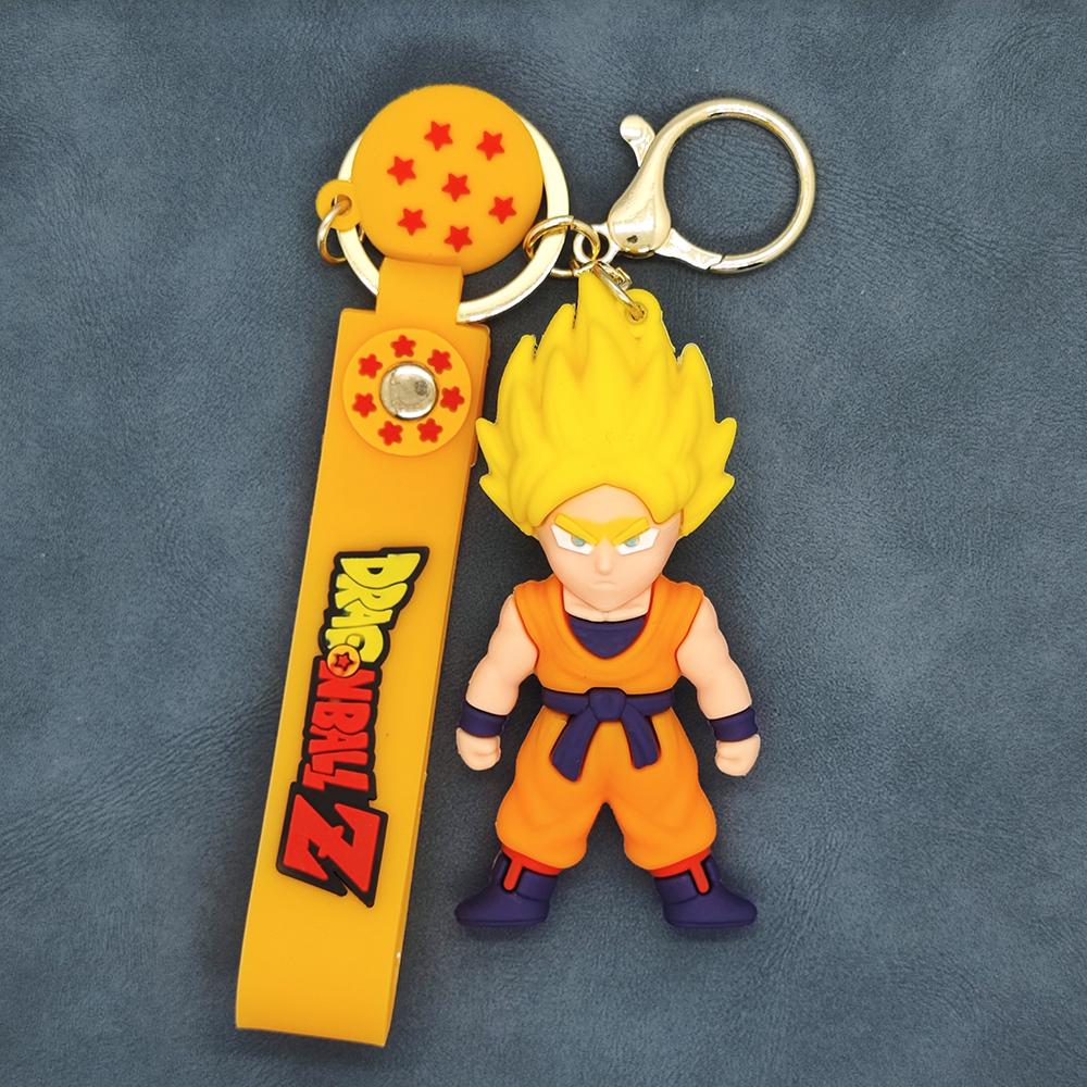 Anime Dragon Ball Z Super Saiyan Goku Figure Keychain Cute Cartoon Character Key Ring Bag Charm Pendant Accessories for Fans