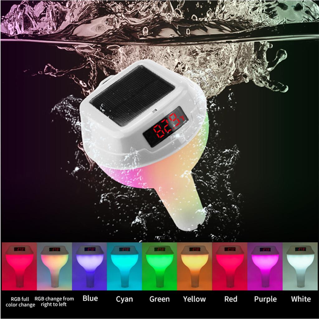 2025 New Wireless Floating Pool Thermometer Solar Pool Thermometer LED Digital Water Thermometer RGB Ambient Light