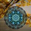 Vibrant Blue Green Geometric Wind Chime 10 Inch Outdoor Metal Garden Sculpture with Intricate Patterns Ideal for Spring Summer Fall Winter Decor