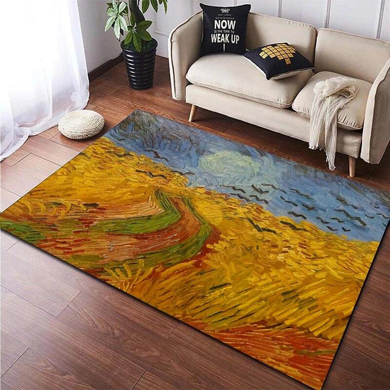 Famous Paintings Art Printed Large Area Rug Soft Carpet Home Decoration Mats Dropshipping Rugs and Carpets for Home Living Room