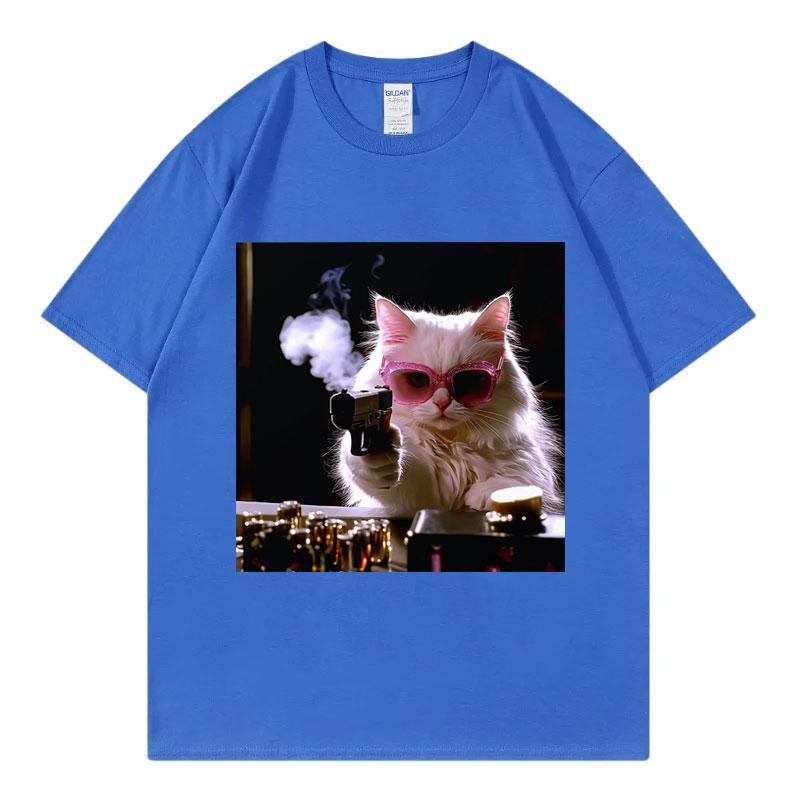 Glam Mafia Cat Funny Meme Graphic T Shirts High Street Fashion Trend Short Sleeve Tshirts Summer Casual Comfort Cotton Tshirt