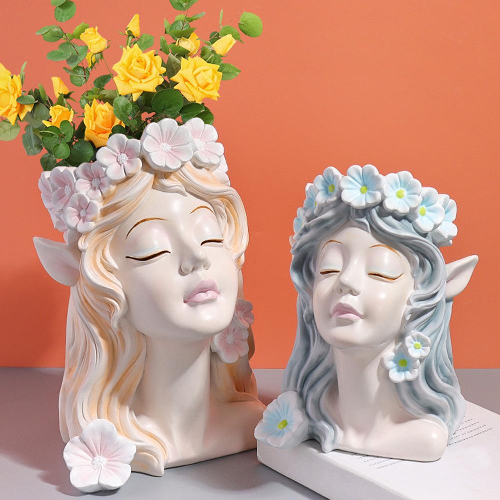 Flower Arrangement Container Resin Decorative Planters Crafts 16x11.5cm Cartoon Fairy Plant Pot Outdoor Garden Ornament