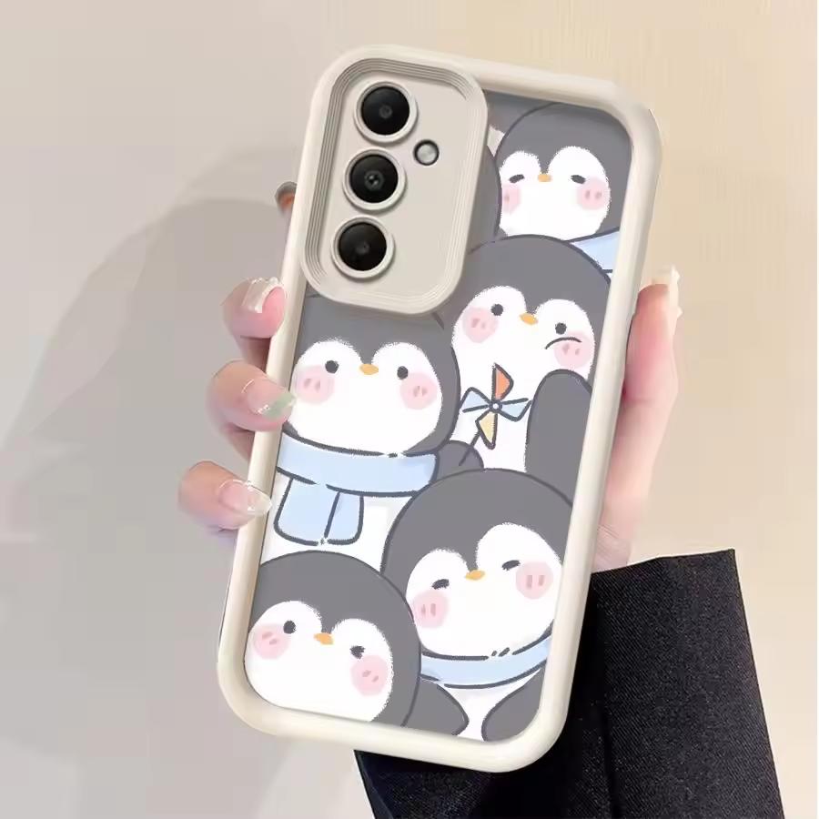 Cartoon Cute Penguin For Samsung Galaxy Case S24 S23 S22 S21 Ultra Plus Fe A55 A54 A53 A52 A35 A25 A15 A14 5G Phone Y2k Cover