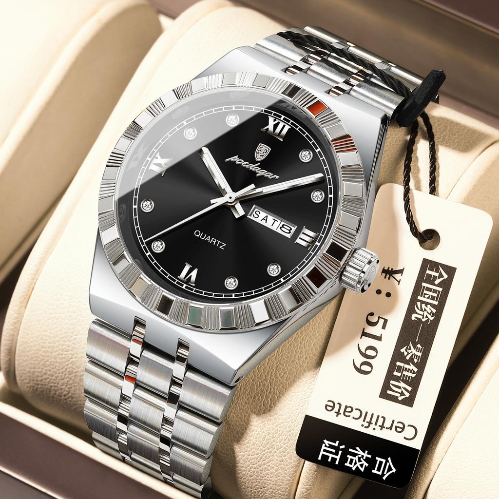 Men'S Watch Double Calendar Slim Quartz Watch
