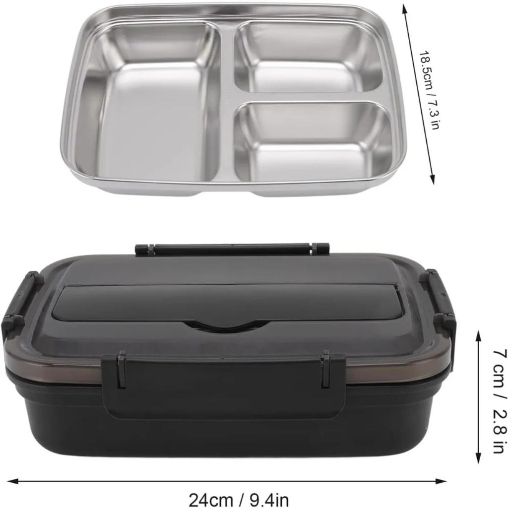 Portable Thermally Insulated Lunch Box with Compartments Stainless Steel Liner Leak Proof Bento Container for School Offices