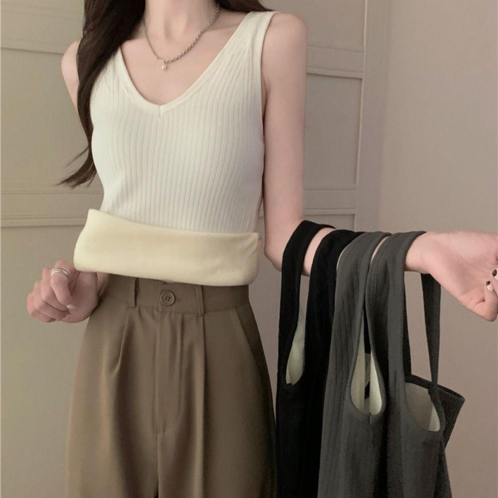 Slim Women Tanks Velvet Warm Undershirt Winter Camisole  Autumn Winter